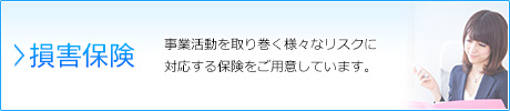 損害保険…事業活動を取り巻く様々なリスクに対応する保険をご用意しています。