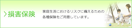 損害保険…家庭生活におけるリスクに備えるための各種保険をご用意しています。